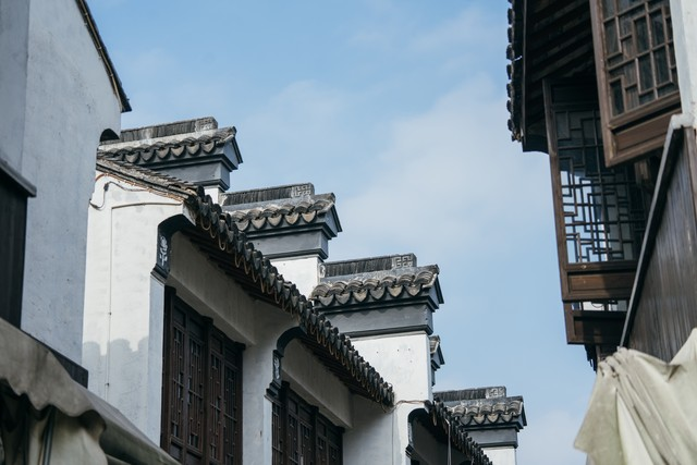 同里古镇民居江南水墨建筑飞檐