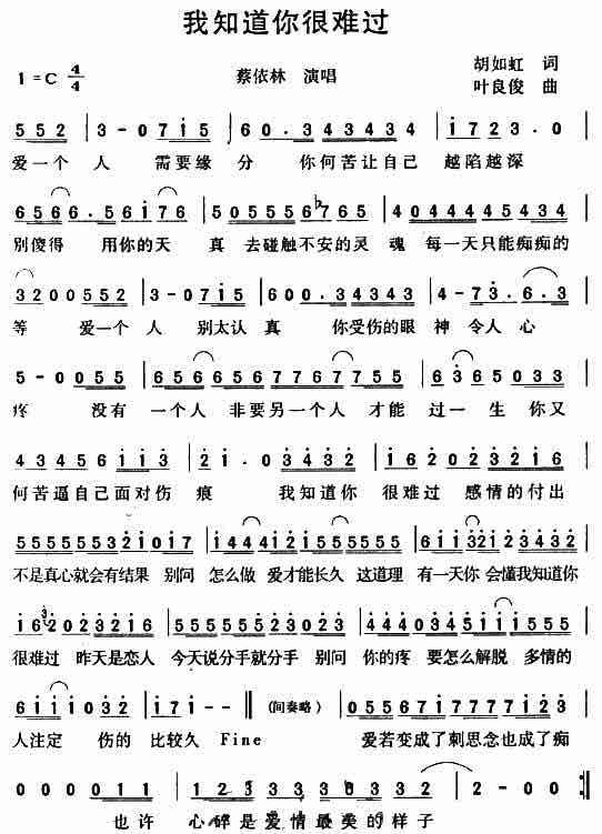 我知道你很难过