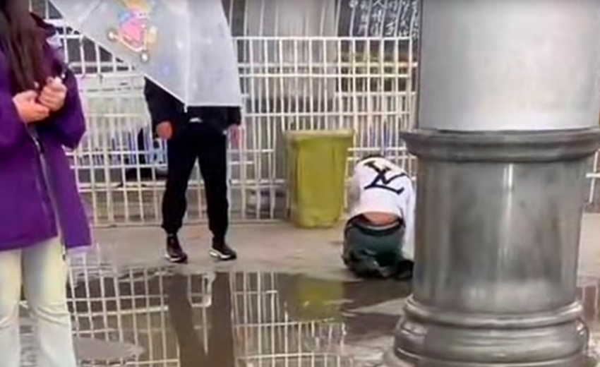 外卖员送餐遭门卫扣餐掐脖摔地事件