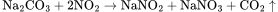 \rm Na_{2}CO_{3}+2NO_{2}\rightarrow NaNO_{2}+NaNO_{3}+CO_{2}\uparrow