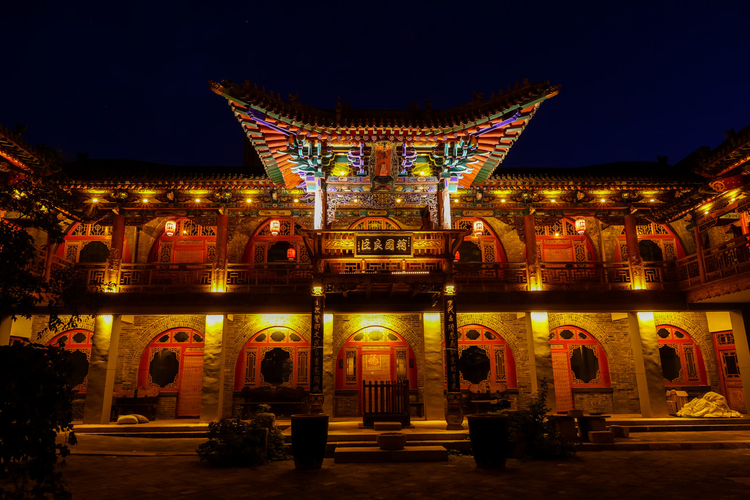 山西平遥古城建筑风光日落航拍