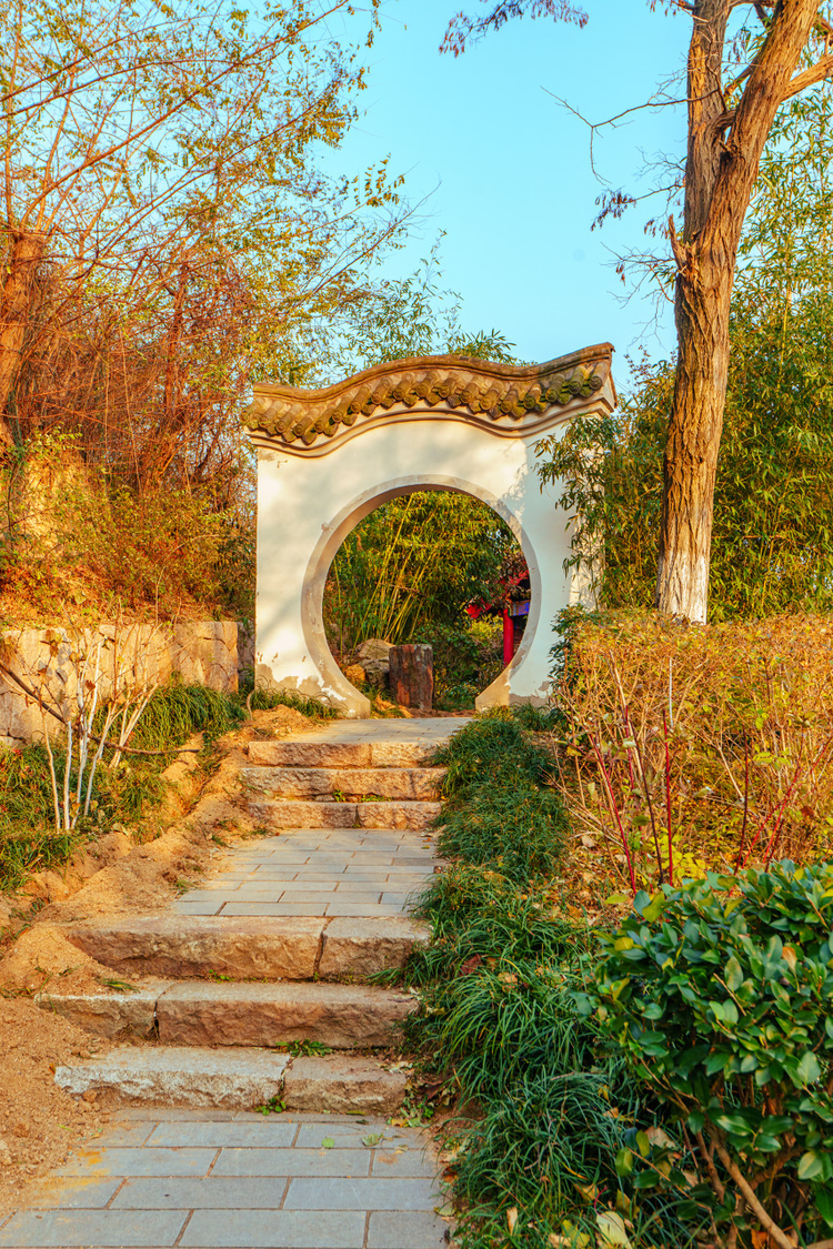 青岛李沧竹子庵景区公园的秋日风景