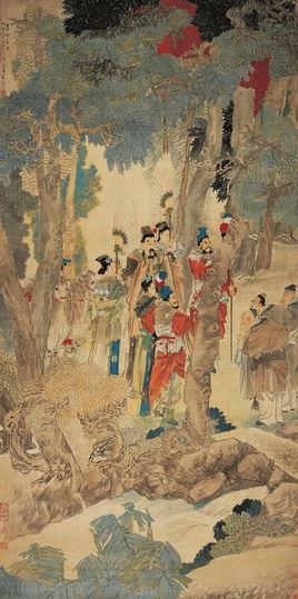 清任伯年华祝三多图轴