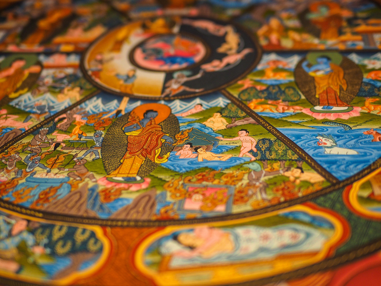 古代佛教唐卡画Ancient Buddhist thangka painting