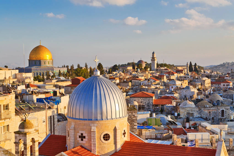 耶路撒冷老城屋顶上的景色view on n rooftops of Old City of Jerusalem 