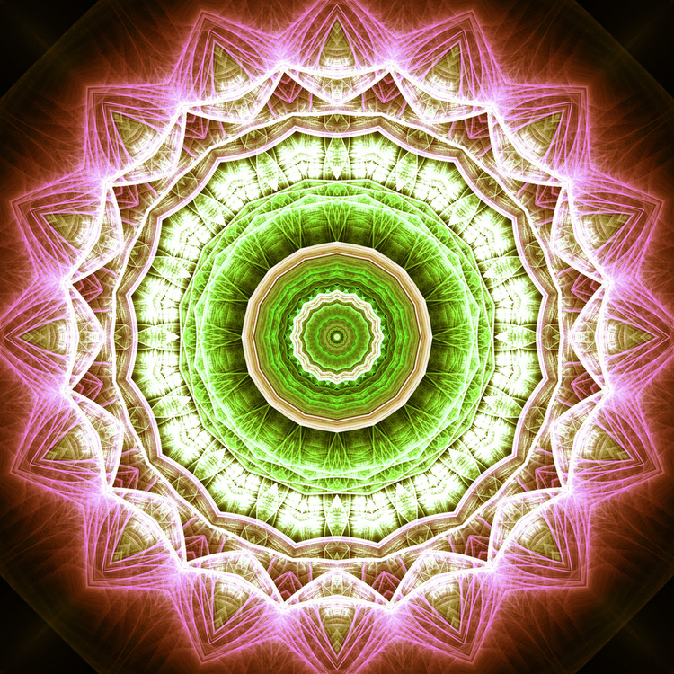 抽象多彩分形曼陀罗，创意图形设计的数字艺术品Abstract colorful fractal mandala, digital artwork for creative graphic design