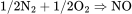 \rm 1/2N_2+1/2O_2\Rightarrow NO