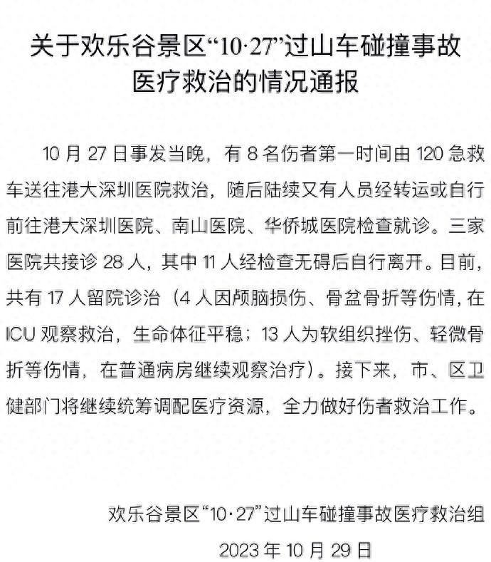 10·27深圳欢乐谷过山车追尾事故