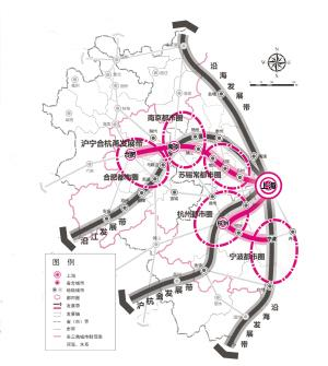 长三角“一核五圈四带”示意图