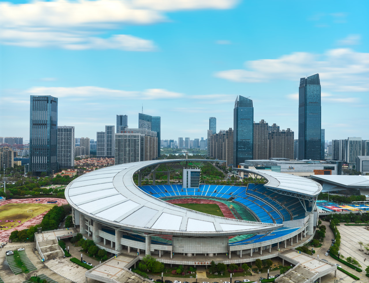 中国安徽合肥体育中心航拍图