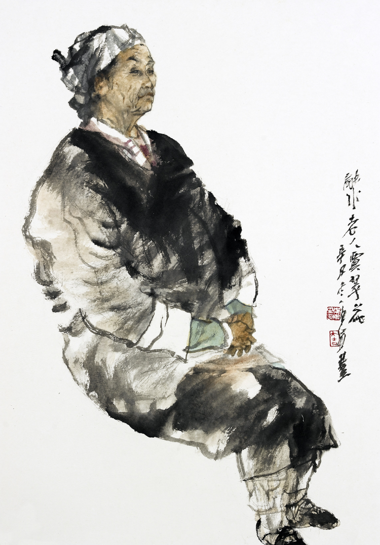 《融水老人贾翠花》65x65cm 2021年