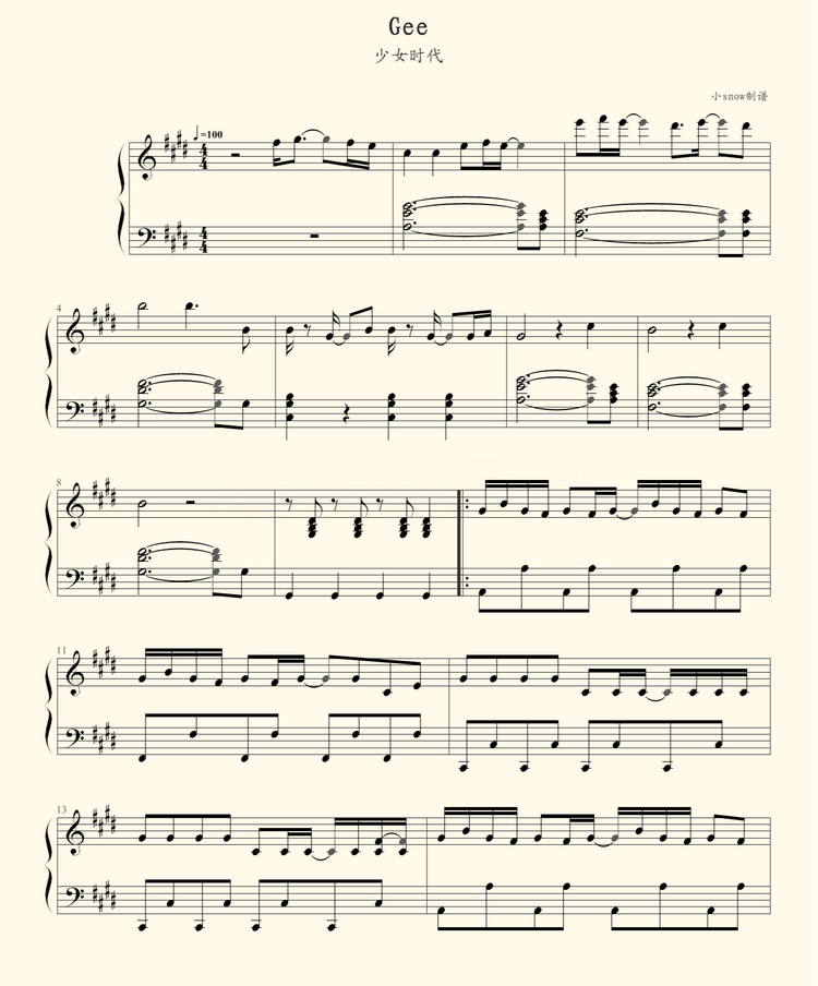 《Gee》曲谱