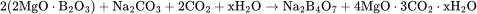 \rm 2(2MgO·B_2O_3)+Na_2CO_3+2CO_2+xH_2O \rightarrow Na_2B_4O_7+4MgO·3CO_2·xH_2O