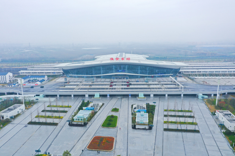 淮安东站，站前广场，全景，航拍，