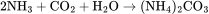\rm 2NH_3+CO_2+H_2O\rightarrow (NH_4)_2CO_3