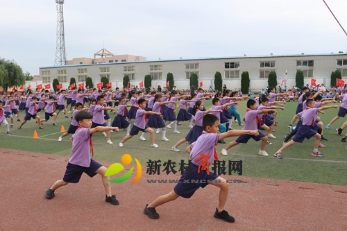 胶州市百盛小学举行三铺龙拳武术操比赛