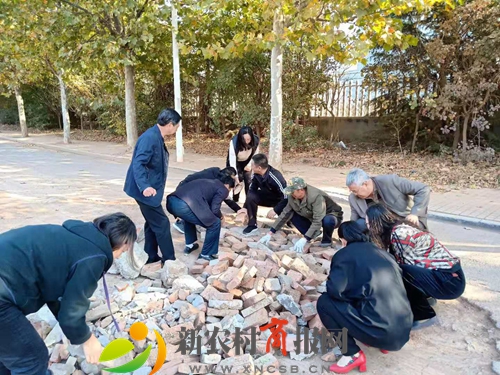 胶东小学“一缕阳光”党员义工队铺石筑路 顺畅孩子们的求学路